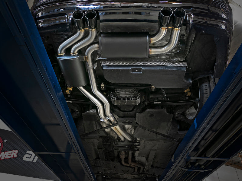 aFe MACH ForceXP 2.5 IN 304 Stainless Steel Cat-Back Exhaust System w/ Black Tips 01-06 BMW M3 (E46) - 49-36344-B