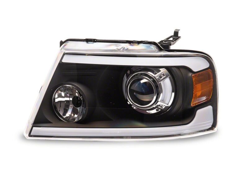 Raxiom 04-08 Ford F-150 Axial Series Projector Headlights with LED Bar- Black Housing- Clear Lens - T566363 for 2004-2008 Ford F 150 - close-up view 8