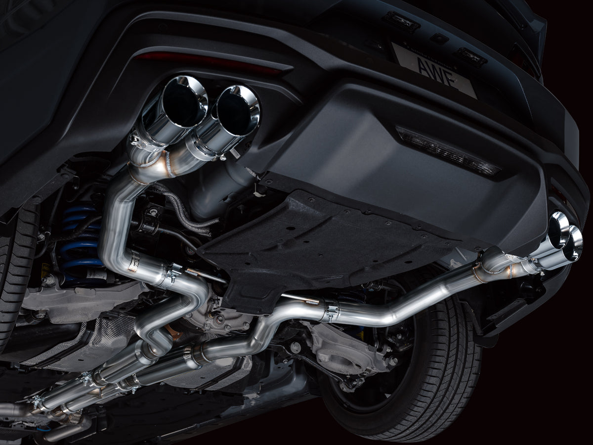 AWE 2024 Ford Mustang GT Fastback S650 RWD Track Edition Catback Exhaust w/ Quad Chrome Silver Tips - 3020-42650