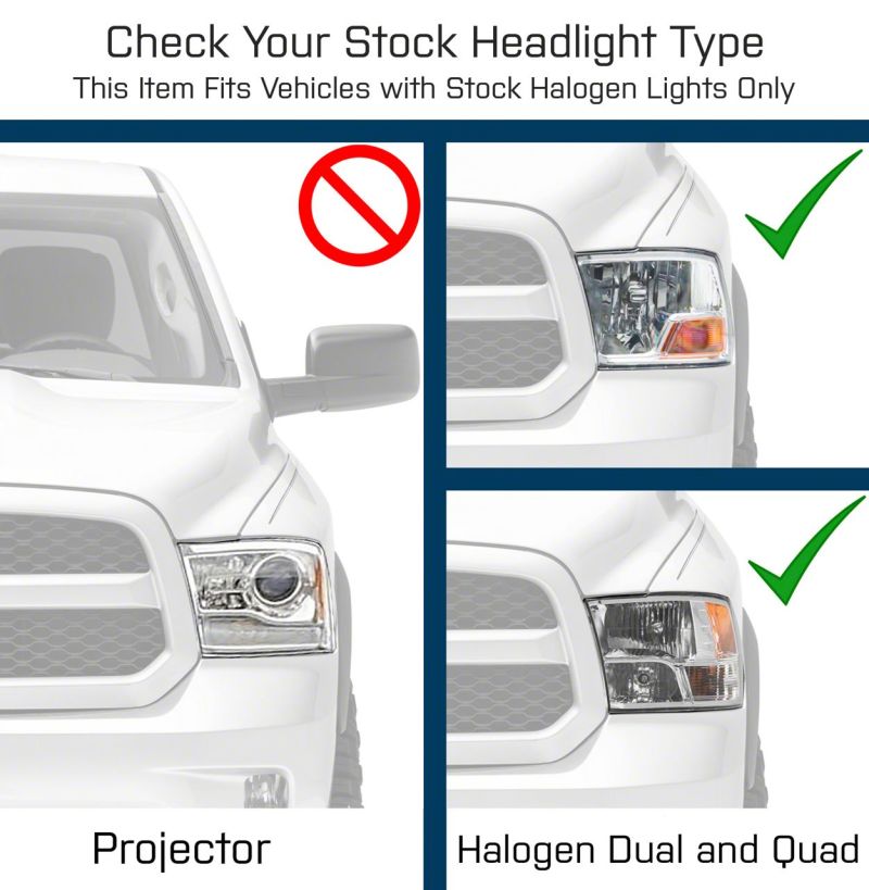 Raxiom 09-18 Dodge RAM 1500 Non-Projector LED Halo Headlights- Chrome Housing (Clear Lens) - R111517