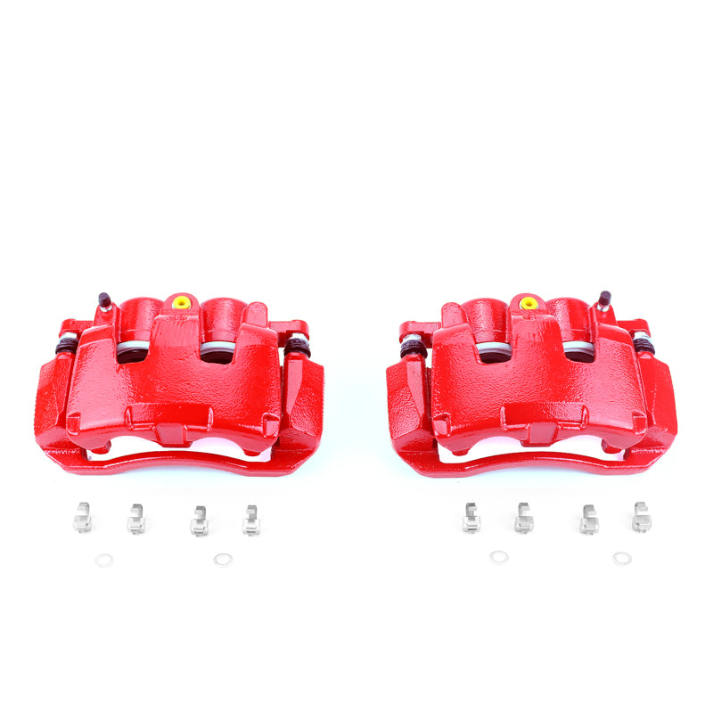Power Stop 07-09 Chrysler Aspen Front Red Calipers w/Brackets - Pair - S5054 for 2007-2009 Chrysler Aspen - front view