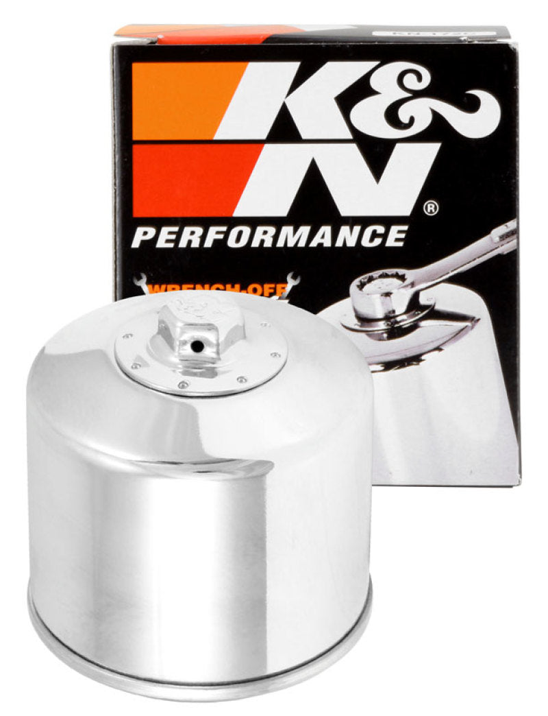 K&N Oil Filter Powersports Canister Chrome - KN-172C for 1982-1986 Harley-Davidson FXWG Wide Glide - installed view