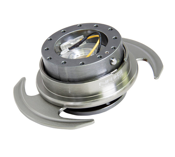 NRG Quick Release Kit Gen 3.0 - Gunmetal Body / Gunmetal Ring w/Handles - SRK-650GM - front view