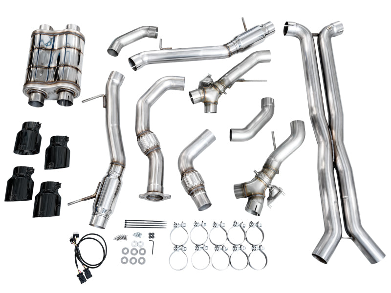 AWE Tuning 2021+ Cadillac CT4-V Blackwing SwitchPath Exhaust - Diamond Black Tips - 3025-43436