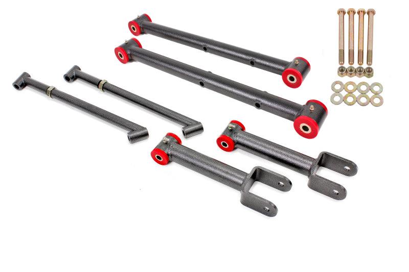 BMR 68-72 A-Body Non-Adj. Rear Suspension Kit - Black Hammertone - RSK017H for 1968-1972 Buick Skylark - front view
