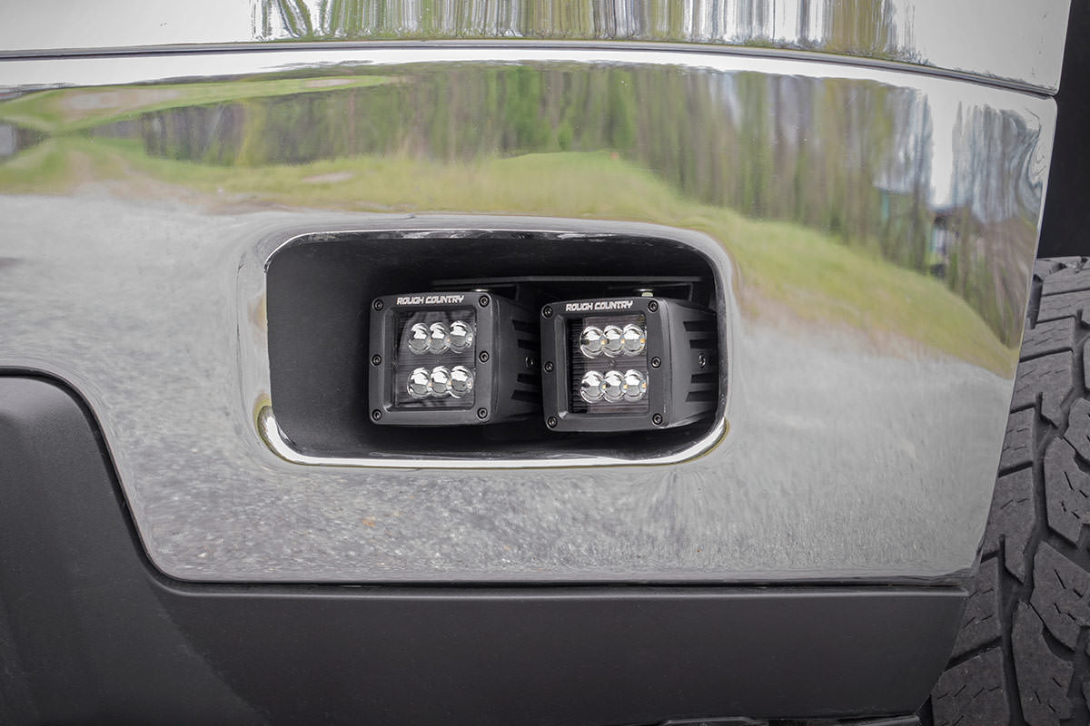 LED Light Kit | Fog Mount | 2&quot; Black Pair | White DRL | Chevy Silverado 2500 HD/3500 HD (11-14)