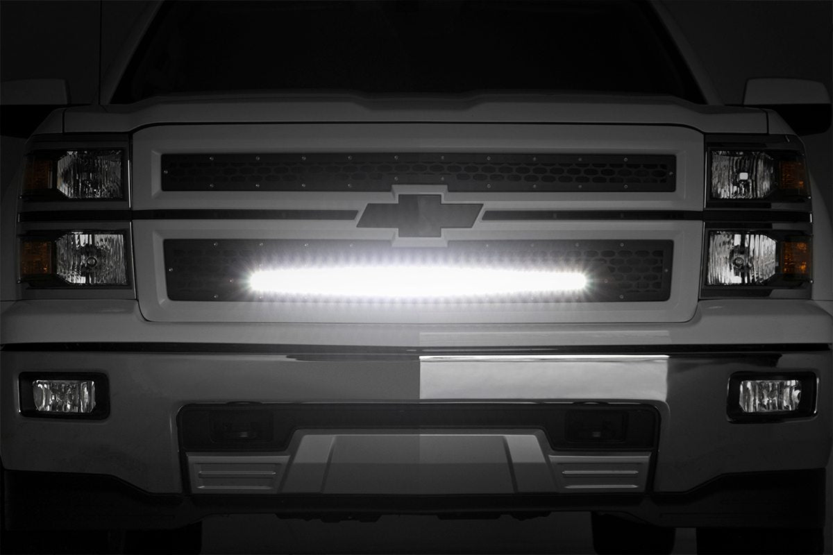 Mesh Grille | 30&quot; Single Row LED | Black | Chevy Silverado 1500 (14-15)