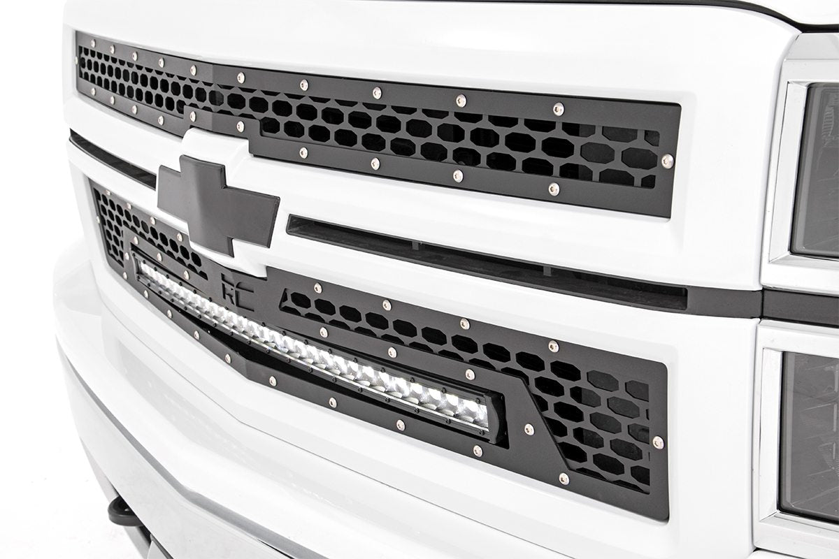 Mesh Grille | 30&quot; Single Row LED | Black | Chevy Silverado 1500 (14-15)