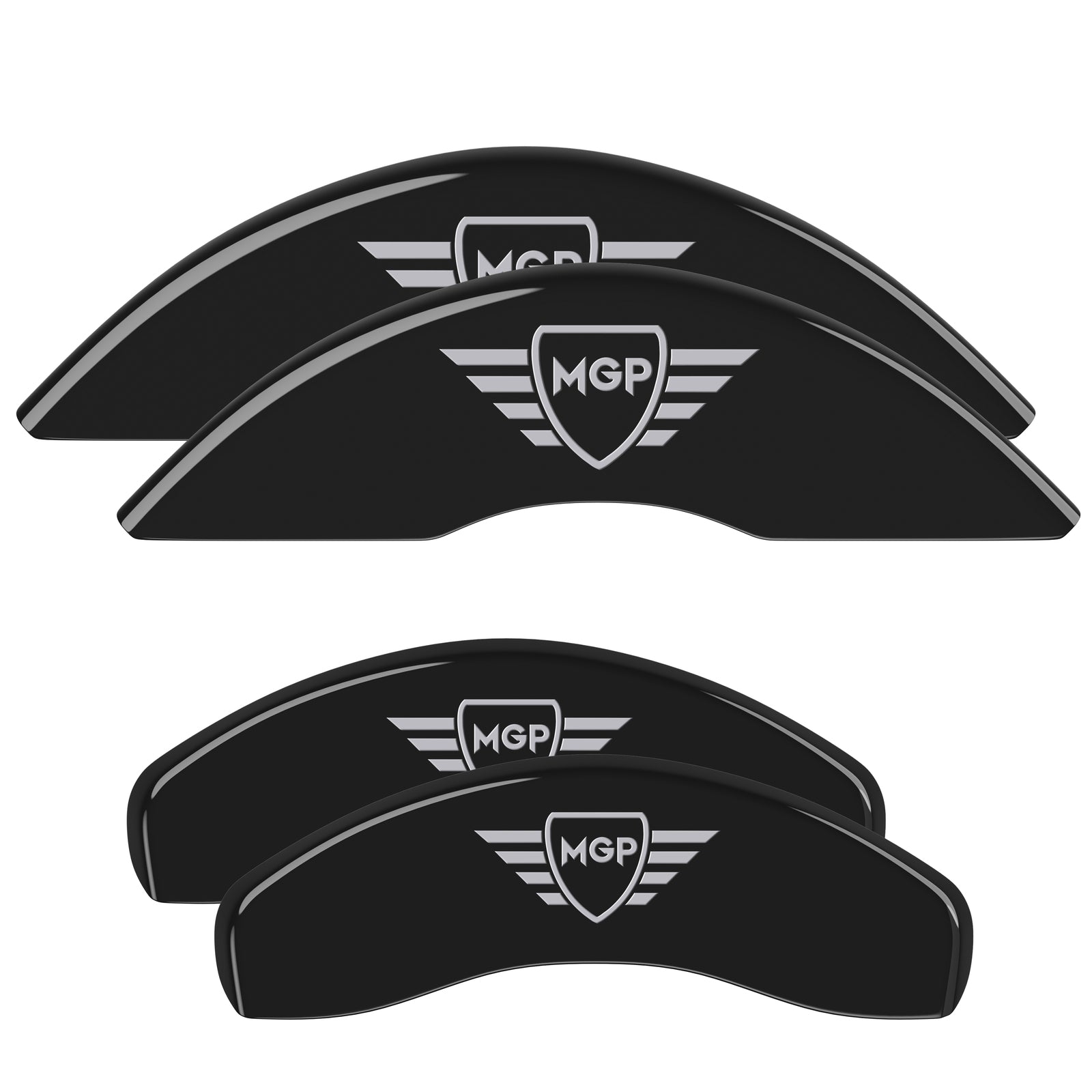MGP 4 Caliper Covers Engraved Front &amp; Rear MGP Black finish silver ch - 55001SMGPBK