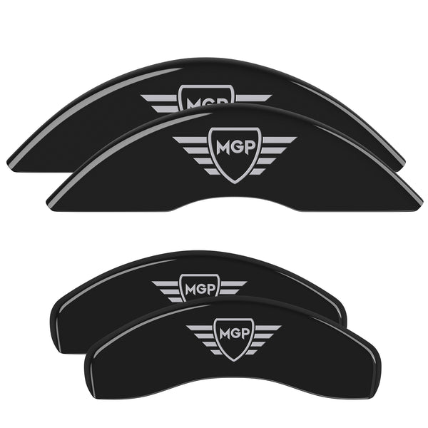 MGP 4 Caliper Covers Engraved Front &amp; Rear MGP Black Finish Silver Char 2008 Honda Civic - 20223SMGPBK