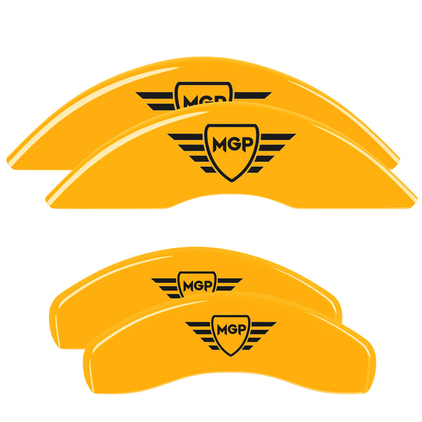 MGP 4 Caliper Covers Engraved Front &amp; Rear MGP Yellow Finish Black Char 2008 Honda Civic - 20223SMGPYL