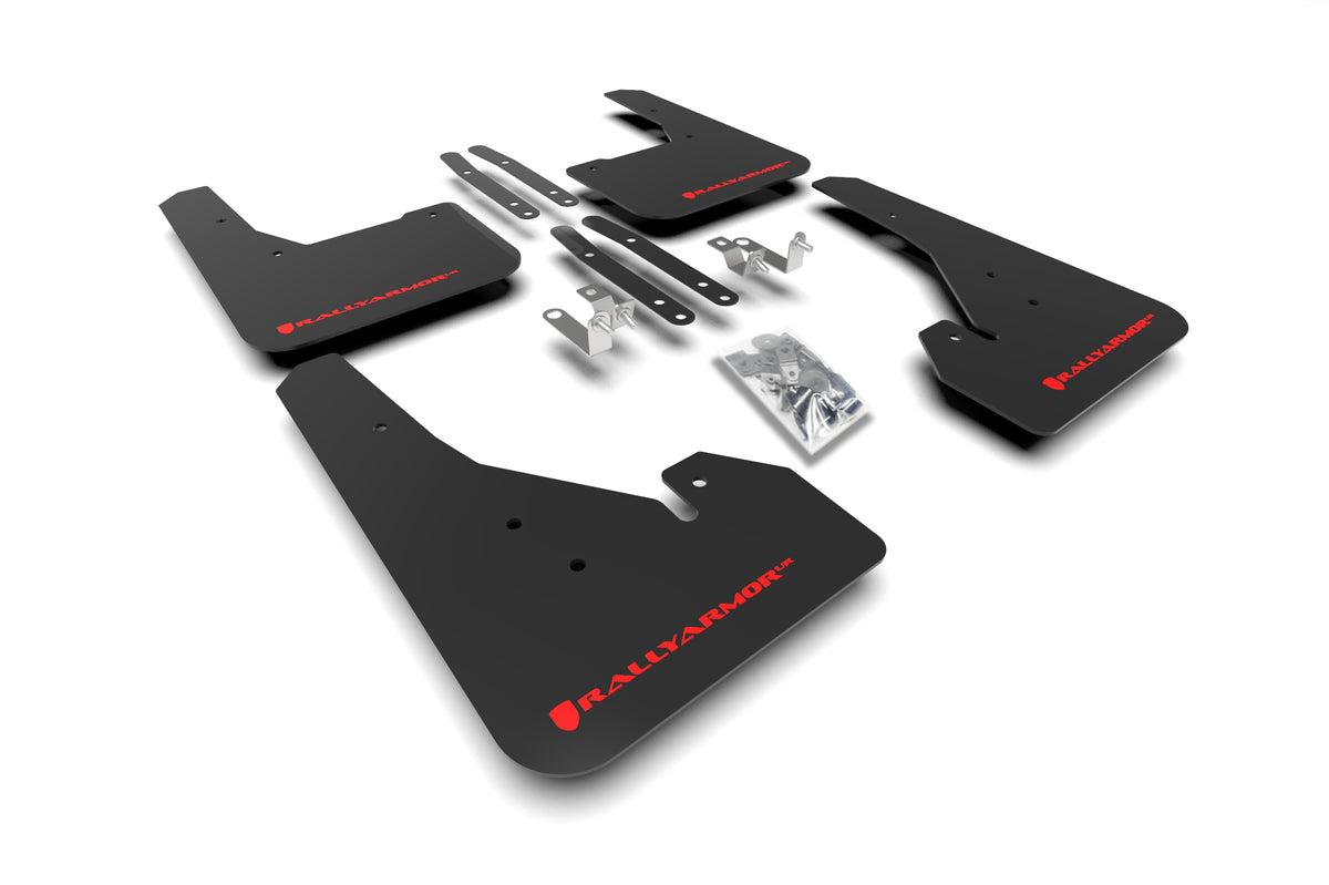 Rally Armor 18-22 Toyota Corolla Hatchback Black UR Mud Flap Red Logo - MF67-UR-BLK/RD for 2019-2026 Toyota Corolla - front v