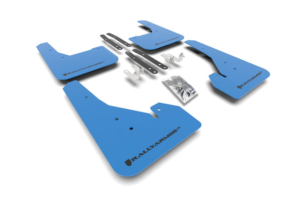 Rally Armor 18-24 Toyota Corolla Hatchback Blue UR Mud Flap Black Logo - MF67-UR-BL/BLK for 2019-2026 Toyota Corolla - front 