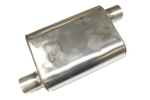 JBA Universal Chambered Style 304SS Muffler 13x9.75x4 2.5in Inlet Diameter Offset/Offset - 40-251300 by JBA - front view