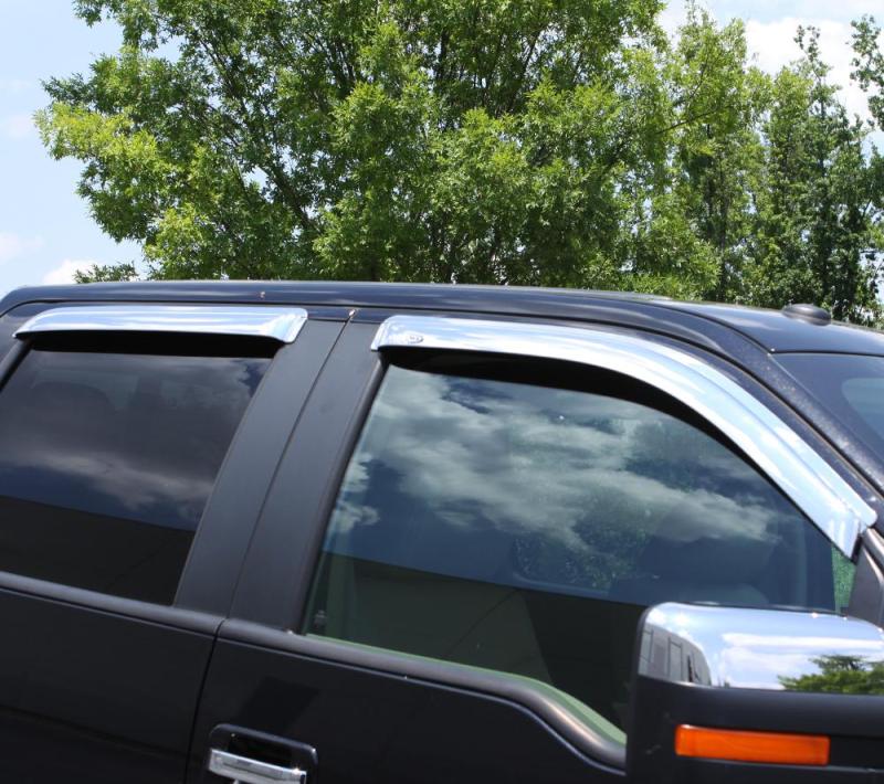 AVS 06-08 Lincoln Mark LT Ventvisor Outside Mount Front &amp; Rear Window Deflectors 4pc - Chrome - 684443
