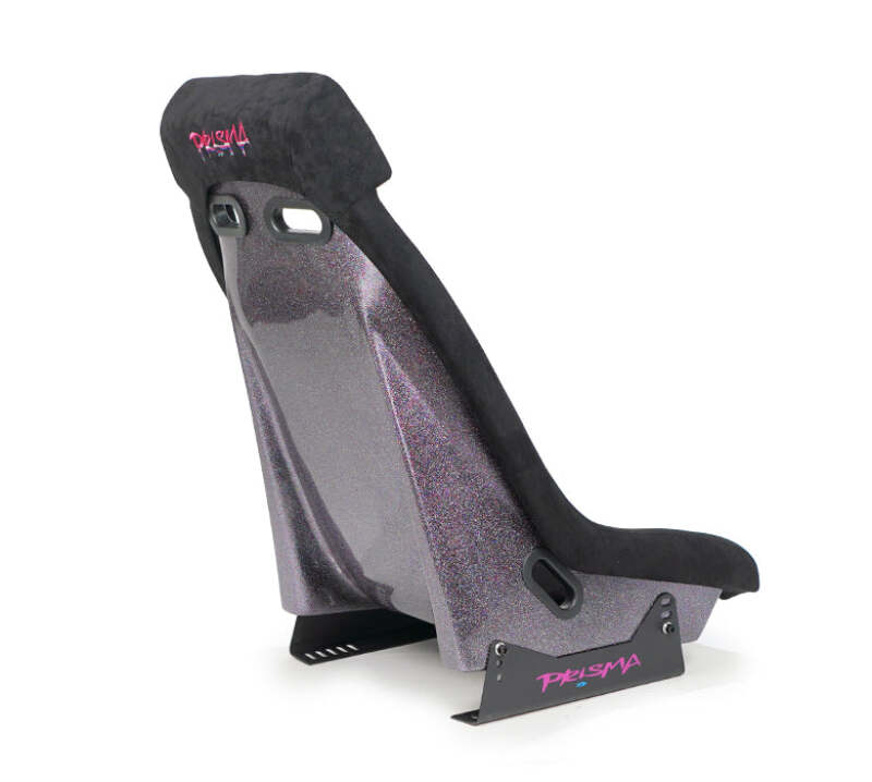 NRG GT Retro Bucket Seat - Black Vegan Leather Black Stitching Multicolor Fiberglass Back w/ Glitter - PRI-150BK-PRISMA - close-up view 2
