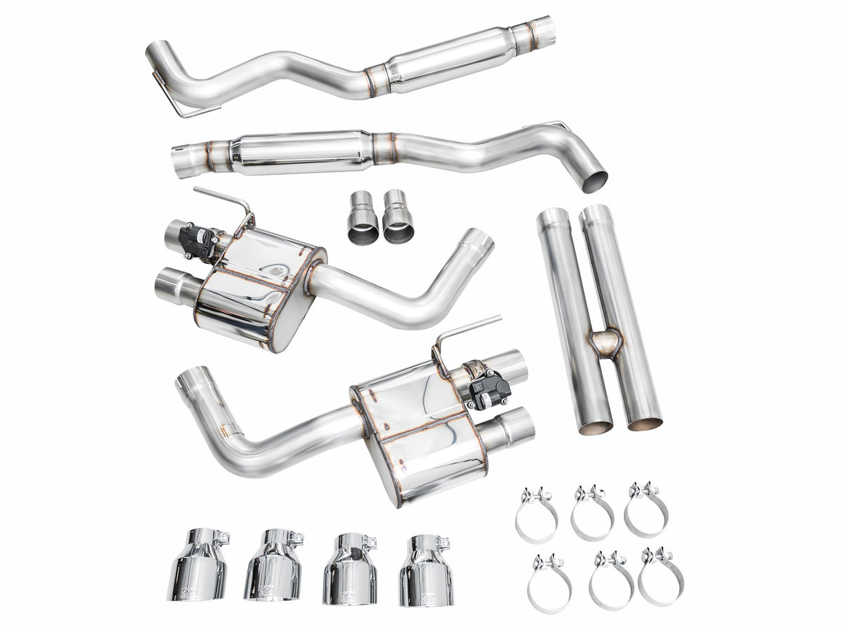AWE 2024 Ford Mustang GT Fastback S650 RWD SwitchPath Catback Exhaust w/ Quad Chrome Silver Tips - 3025-42650