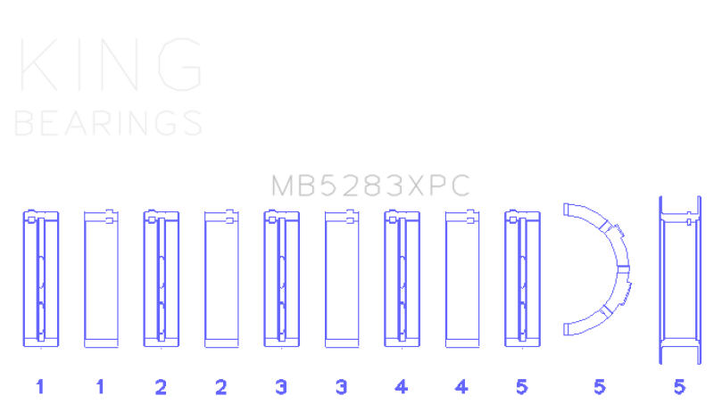 King Engine Bearings Ford V8/4.6L DOHC/Sohc 24V (Size +.026mm) Main Bearing Set - MB5283XPC.026