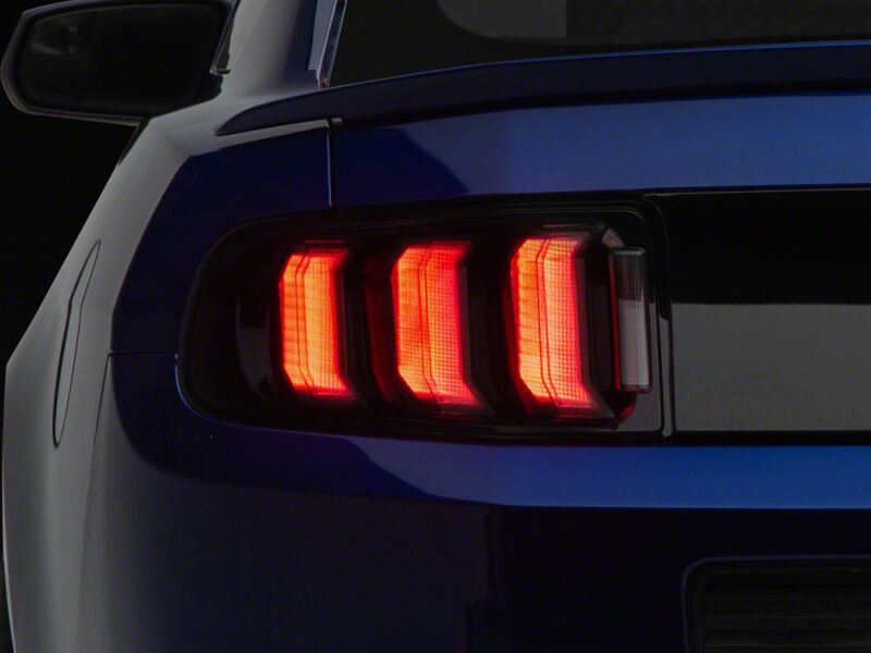 Raxiom 13-14 Ford Mustang CXR Series LED Tail Lights- Black Housing- Smoked Lens - 441705 - front view