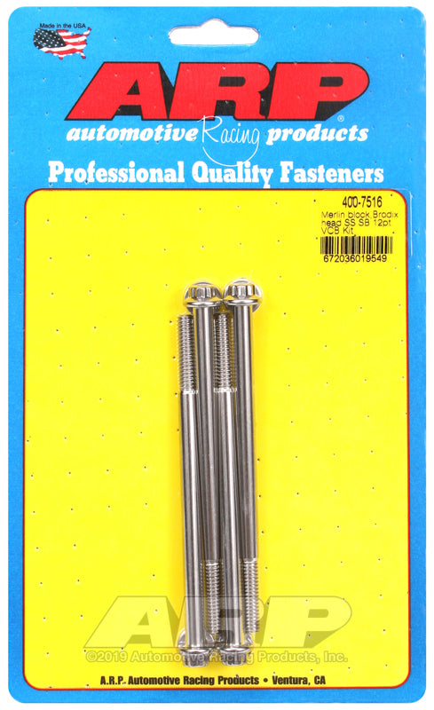 ARP Merlin Block BRodix Head SB 12pt Valve Cover Bolt Kit - 400-7516