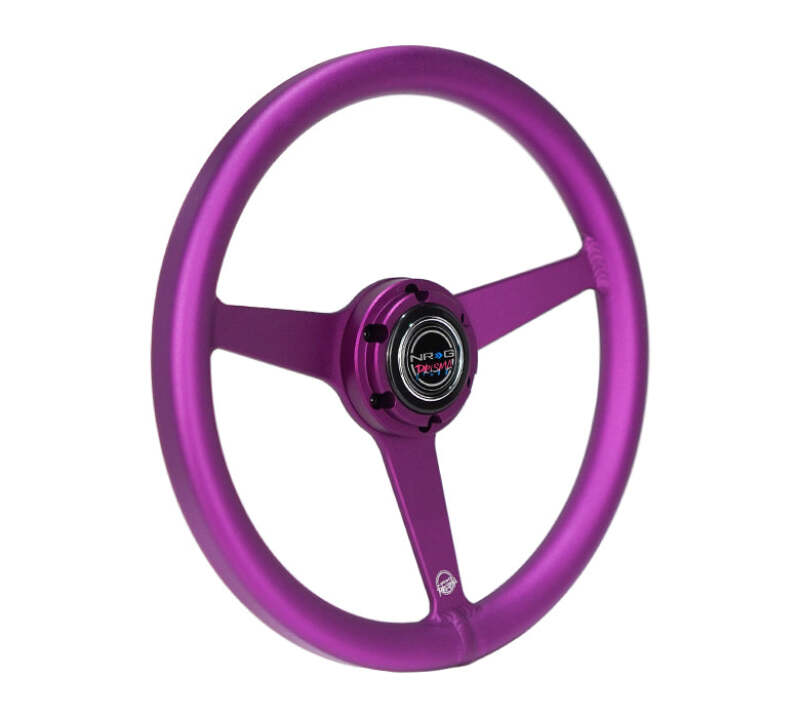 NRG Aluminum Steering Wheel 330mm - Heritage Solid Spoke - Ergonomic Grip - Anadized Purple - RST-071-PP - close-up view 2