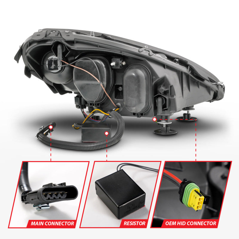 ANZO 05-13 Chevrolet Corvette Projector Headlights w/switchback &amp; Sequential LED - Black Amber - 121571