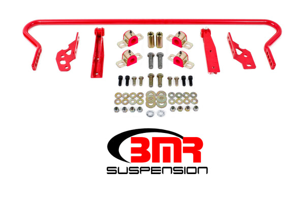 BMR 11-14 S197 Mustang Rear Hollow 25mm Adj. Sway Bar Kit w/ Bushings - Red - SB042R for 2005-2014 Ford Mustang - front view