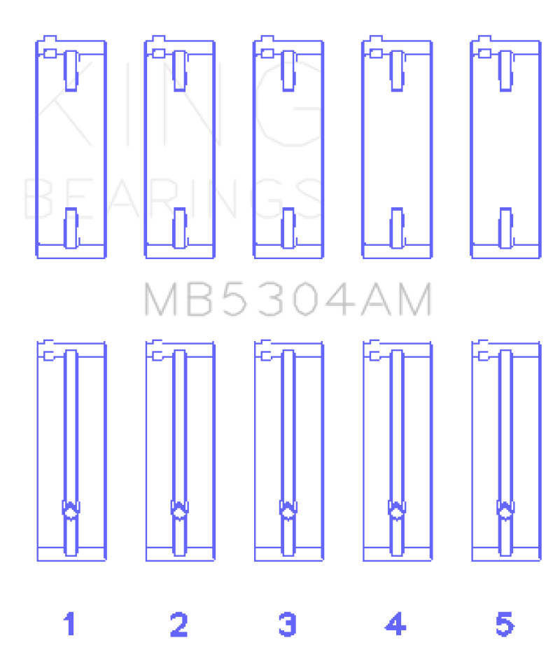 King Kia/Mazda DOHC 16 Valve/SOHC 16 Valve/SOHC 8 Valve (Size +0.5) Main Bearing Set - MB5304AM0.5