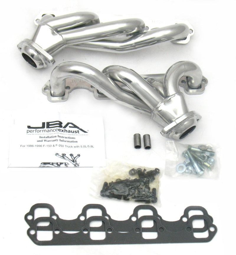 JBA 87-95 Ford F-150 5.0L SBF 1-1/2in Primary Silver Ctd Cat4Ward Header - 1627SJS
