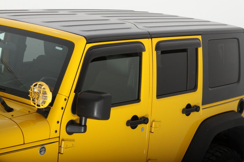 AVS 07-18 Jeep Wrangler Unlimited Ventvisor Outside Mount Window Deflectors 4pc - Smoke - 94249