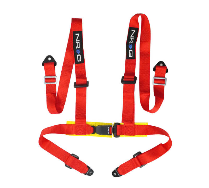 NRG 4 Point Seat Belt Harness / Buckle Lock- Red - SBH-4PC-SRD - front view