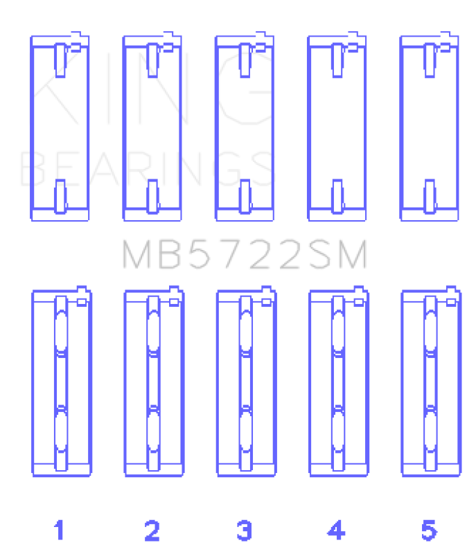 King Engine Bearings Mitsubishi 4B11T Turbo Evo X/2007-> (Size +0.50mm) Main Bearing Set - MB5722SM0.5