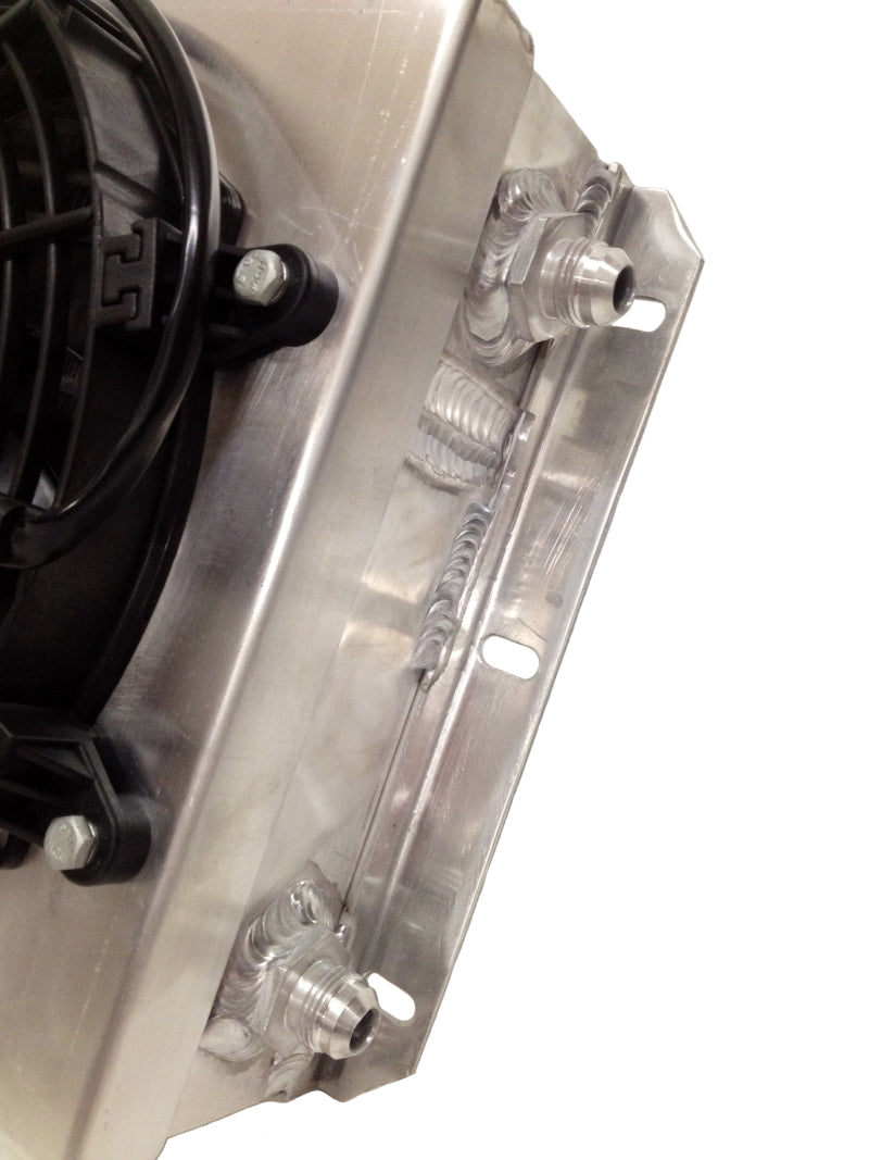 CSF Dual Fluid Bar &amp; Plate HD Oil Cooler w/9in SPAL Fan (1/3 &amp; 2/3 Partition) - 13.8in L x 10in H - 8026