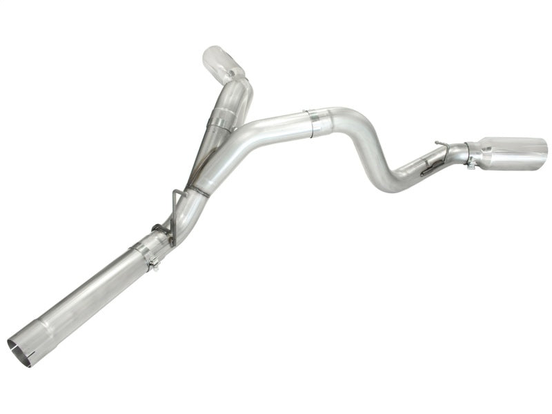 aFe MACHForce XP Exhaust Aluminized Dual Split DPF Back 11-15 GM Diesel Truck V8-6.6L (td) (pol tip) - 49-04043-P