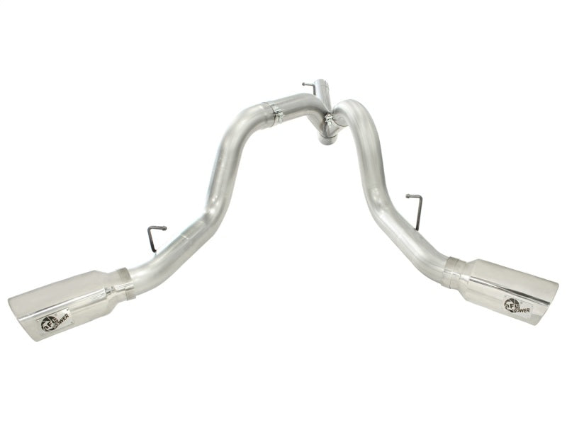 aFe MACHForce XP Exhaust Aluminized Dual Split DPF Back 11-15 GM Diesel Truck V8-6.6L (td) (pol tip) - 49-04043-P