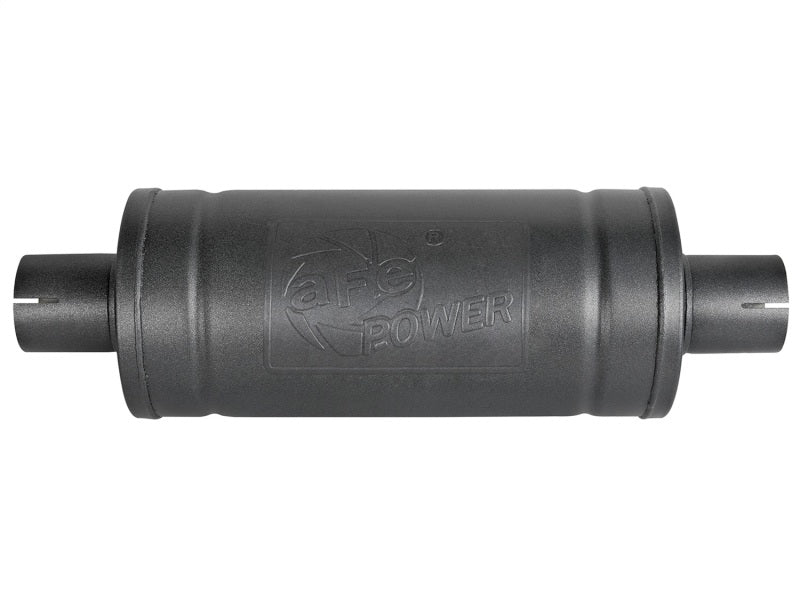 aFe MACH Force-Xp 409 SS Muffler w/ Black finish 2-1/2in Inlet &amp; Oulet 14in x 16in Diameter - 49M00007-B