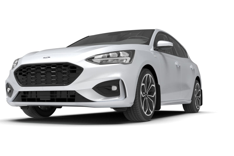 Rally Armor 19-24 Ford Focus ST MK4 Black UR Mud Flap w/White Logo - MF77-UR-BLK/WH
