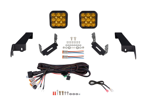 Diode Dynamics 18-21 Jeep JL Wrangler SS5 Bumper LED Pod Light Kit - Sport Yellow Driving - DD7290 for 2018-2026 Jeep Wrangle