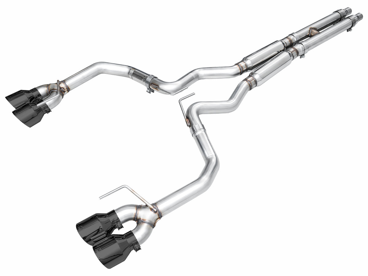 AWE 2024 Ford Mustang Dark Horse S650 RWD Track Edition Catback Exhaust w/ Quad Diamond Black Tips - 3020-43375