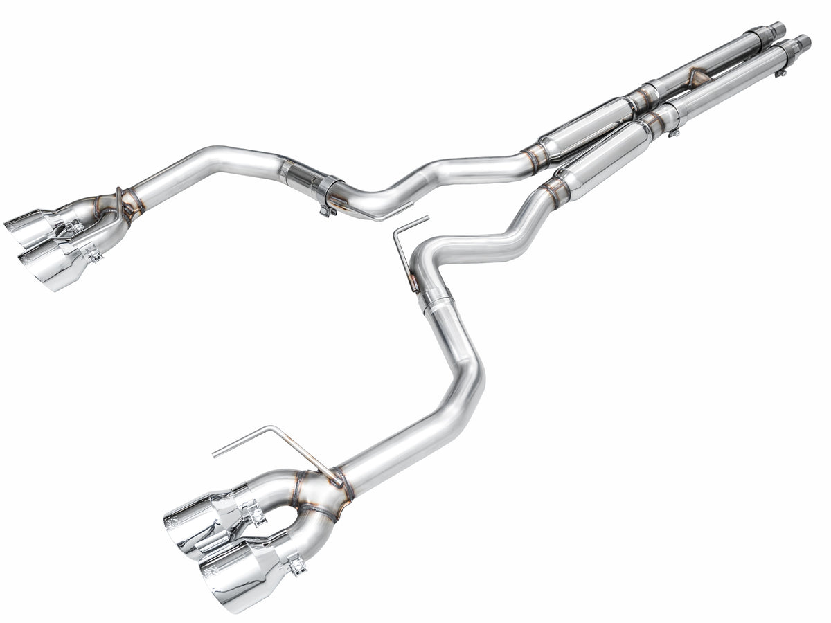 AWE 2024 Ford Mustang GT Fastback S650 RWD Track Edition Catback Exhaust w/ Quad Chrome Silver Tips - 3020-42650