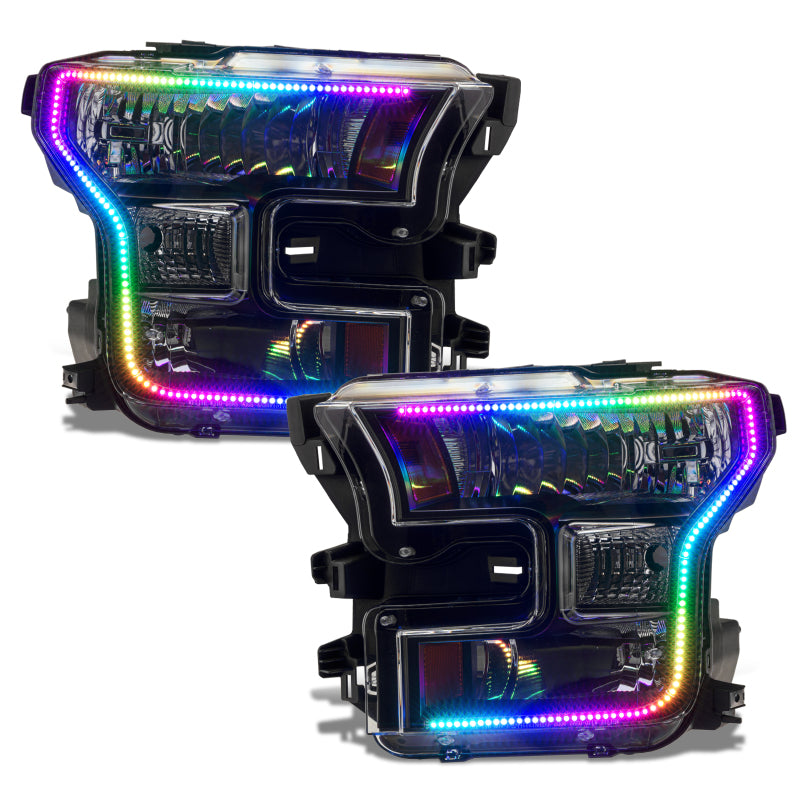 Oracle 15-17 Ford F-150 Dynamic RGB+A Pre-Assembled Headlights Halogen - Blk Edition - SEE WARRANTY - 8201-332