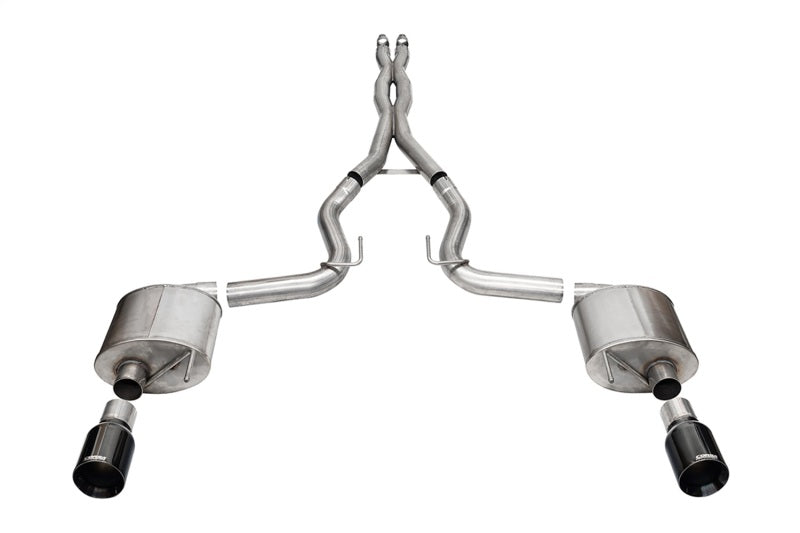 Corsa 2024 rd Mustang GT- Sport Cat-Back Ex.Sys 3.0in Dual Rear Exit w/4.5in Blk PVD StraightCut Tip - 21255BLK