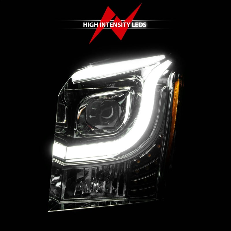 ANZO 2015-2017 GMC Yukon XL Projector Headlights W Lightbar - Chrome/Amber - 111536