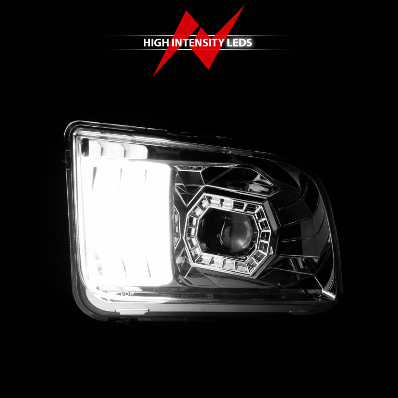 ANZO 05-09 Ford Mustang (w/Factory Halogen HL Only) Projector Headlights w/Light Bar Chrome Housing - 121567