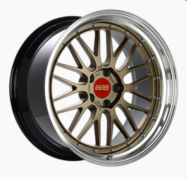 BBS LM 19x11 5x120 ET37 Satin Bronze Center/Bright Machined Lip/Blk Barrel Wheel -82mm PFS/Clip Req - LM435MBZ by BBS