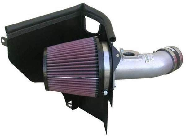 K&N 02-07 WRX/STi Silver Typhoon Short Ram Intake - 69-8001TS for 2002-2007 Subaru Impreza - front view