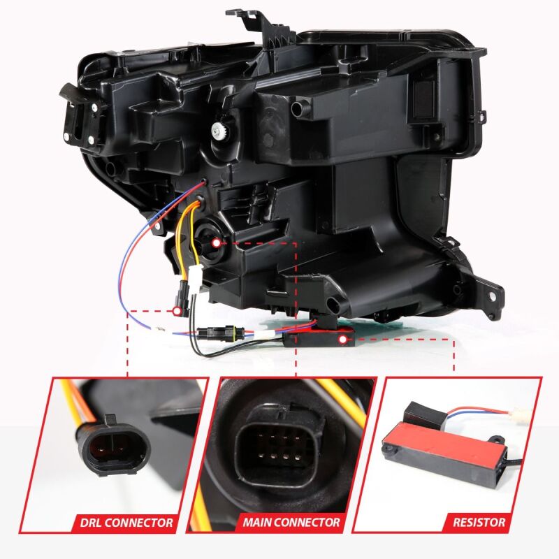 Anzo 19-21 GMC Sierra 1500 LED Projector Headlight w/Switchback+Sequential - Black - 111600