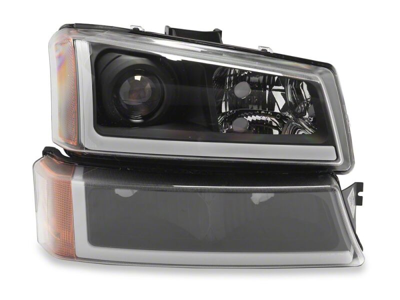 Raxiom 03-06 Chevrolet Silverado 1500 LED LightBar OE Proj Headlights/Bumper Lights- Black - Clear - S169258 - close-up view 4
