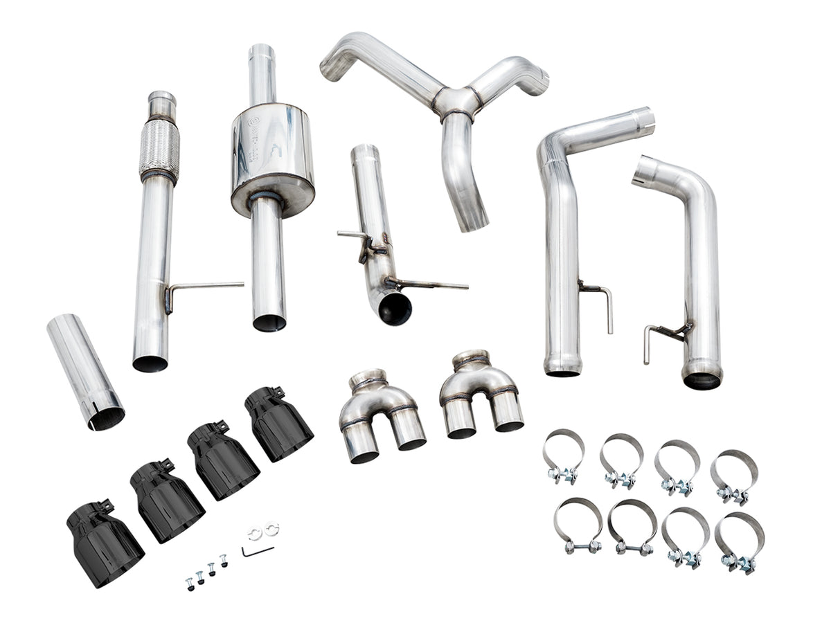 AWE Tuning 4th Gen GM 1500 5.3L 0FG Catback Split Rear Exit (w/ Bumper Cutouts) - Quad Diamond Tips - 3015-43202