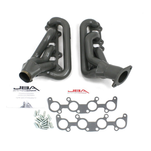 JBA 15-20 Ford Mustang 5.0L Coyote 1-3/4in Primary Ti Ctd Cat4Ward Header - 1689SJT for 2015-2023 Ford Mustang - front view